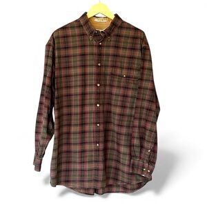 Orvis Men’s Long Sleeve Button Down Plaid Shirt 100% Cotton Size XLT 90s Vintage